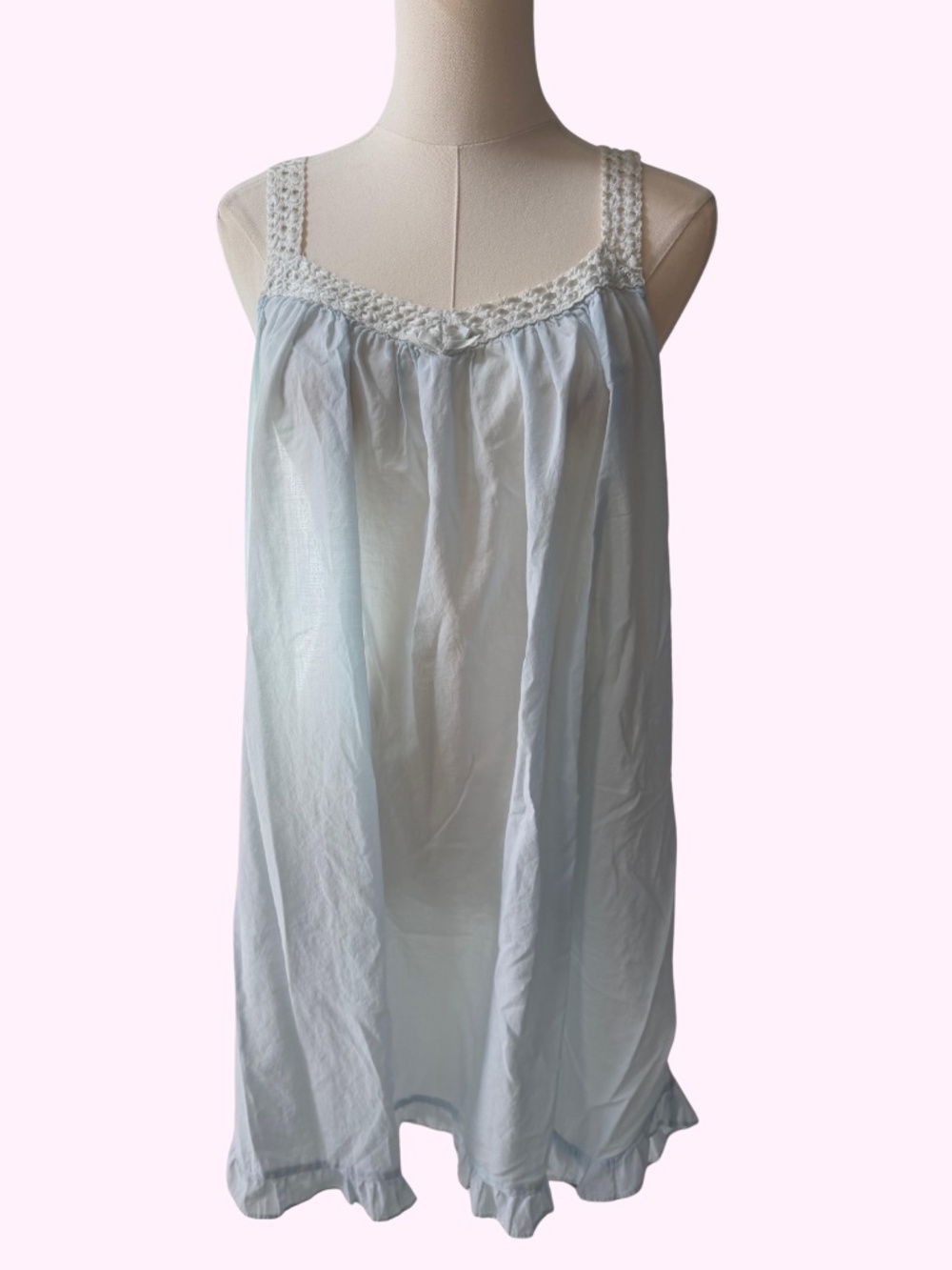 Vintage Jennifer Moore 100% Cotton Sabrina Carpenter Babydoll Dress Lace Ruffle